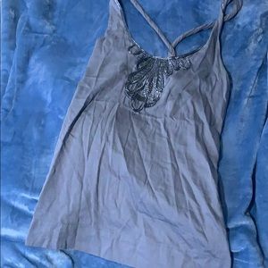 Grey cotton tank with twist straps